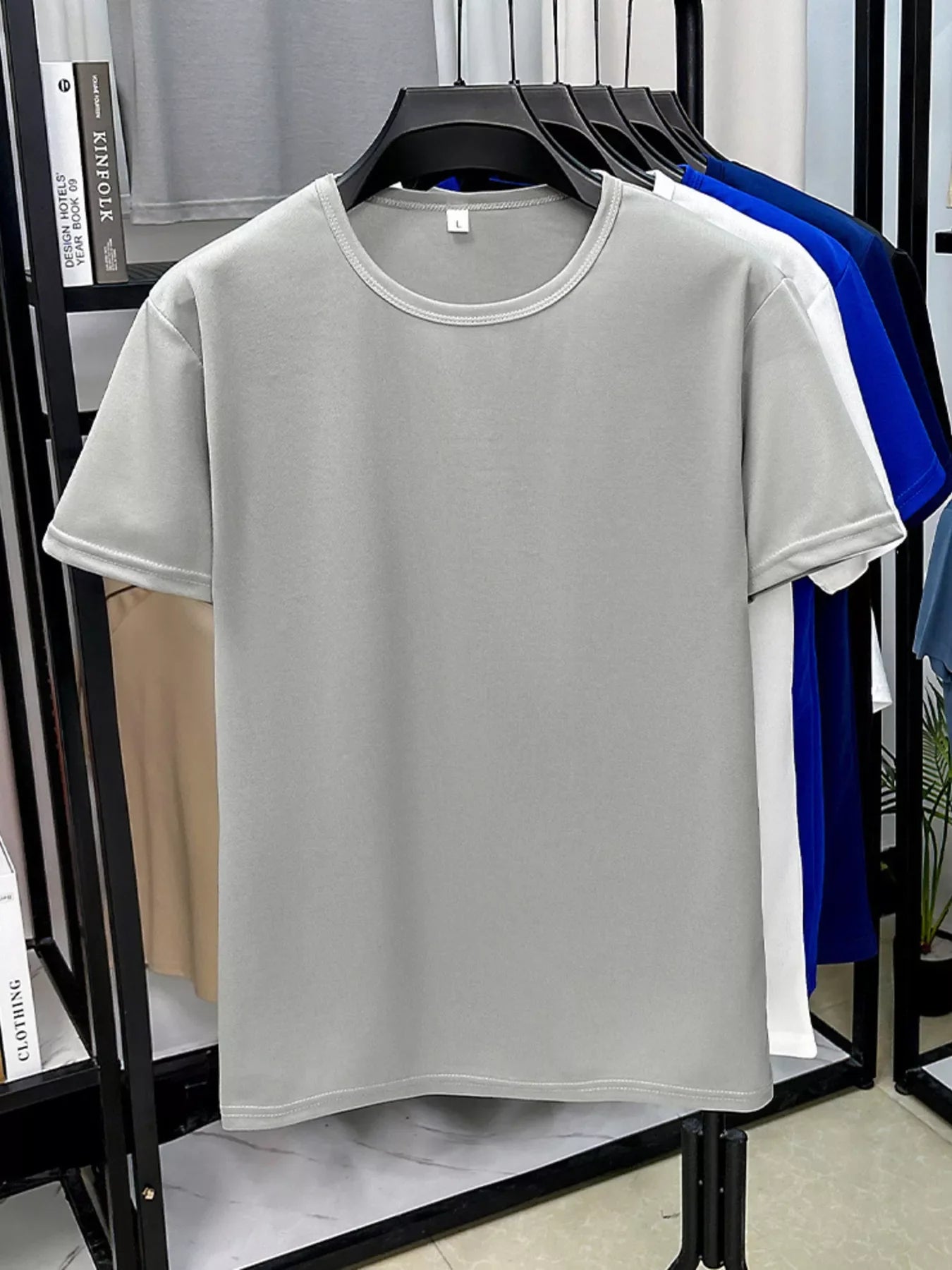 Camiseta de manga corta y cuello redondo de talla grande para hombre