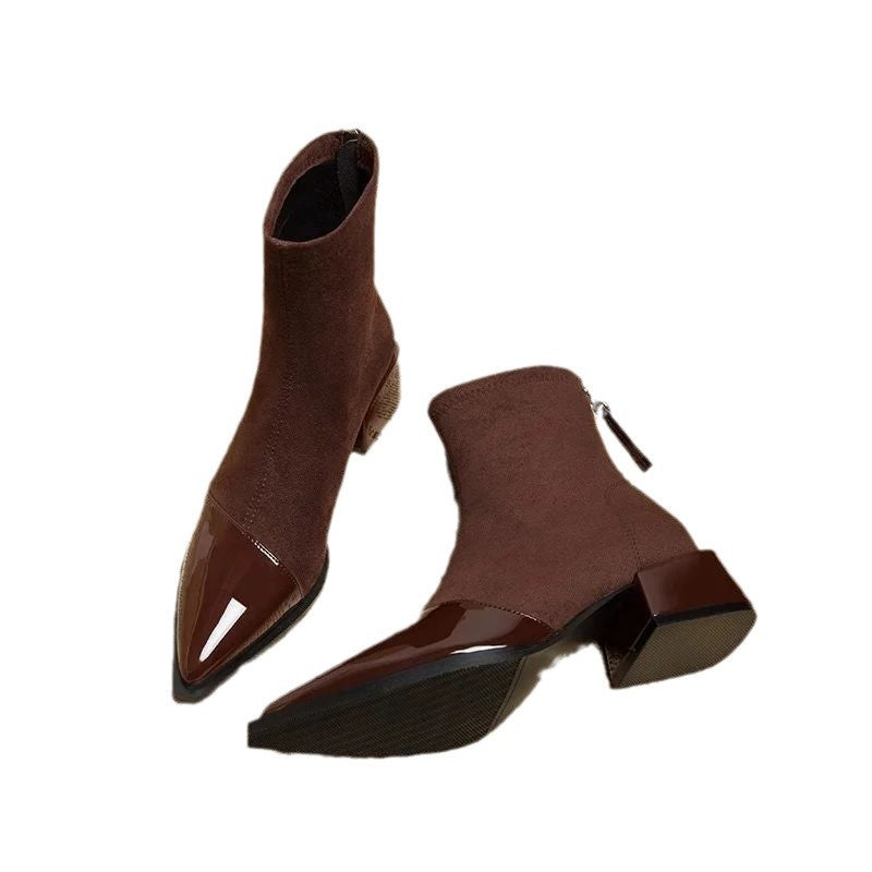 Women's Pointed-Toe Chunky Sole Boots