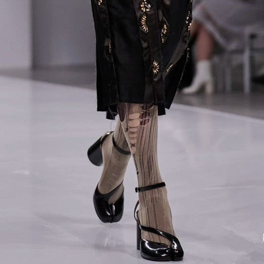 Split-Toe Block Heel Pumps