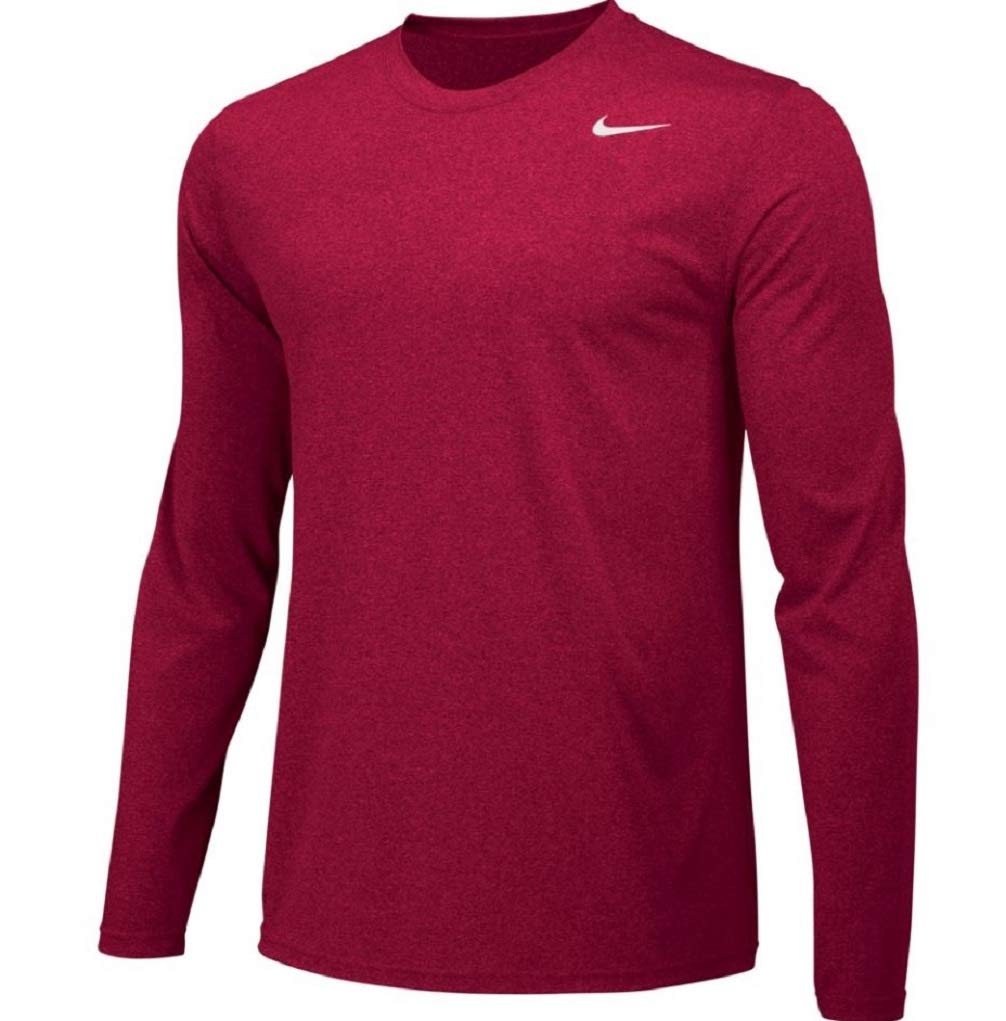 NIKE Mens Legend Long Sleeve Performance Shirt (TEAM CRIMSON/COOL GREY Medium)