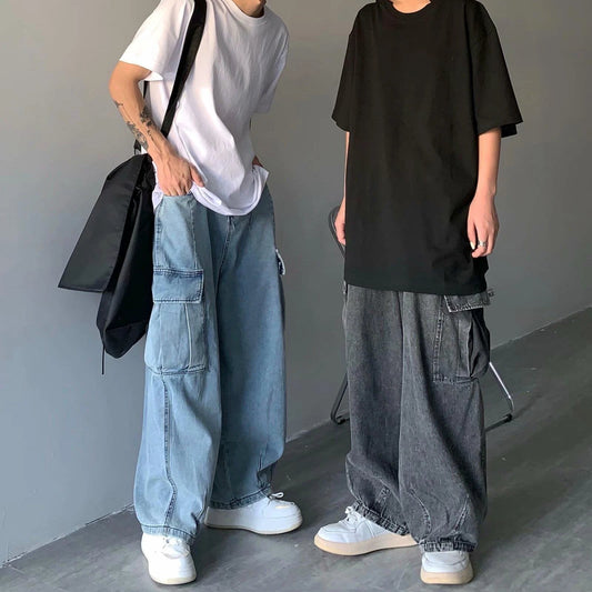 Pantalones Vaqueros Cargo Holgados de Hombre Retro con Caída Grande