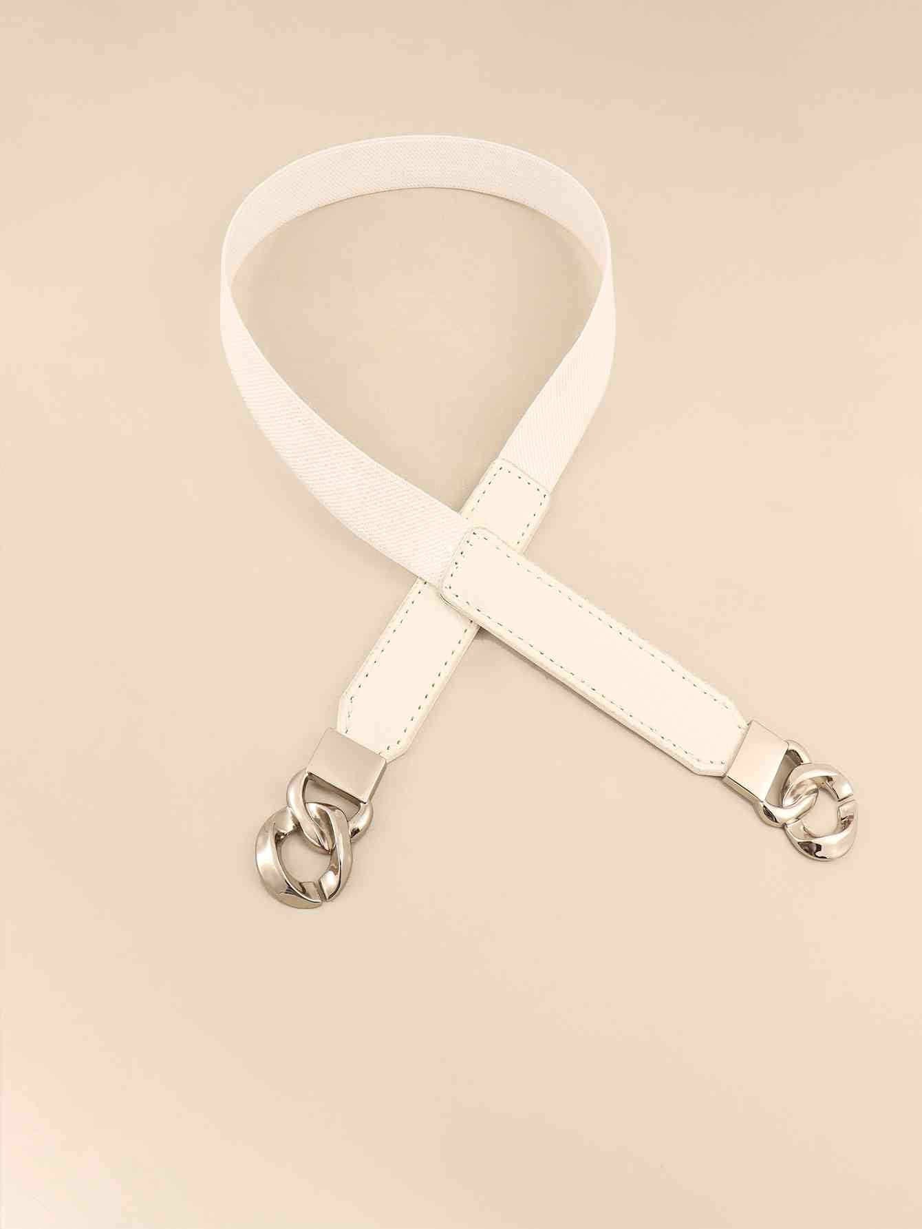ElegantStyle Zinc Alloy Buckle Elastic PU Belt – Versatile and Stylish Accessory See size chart under “more details”