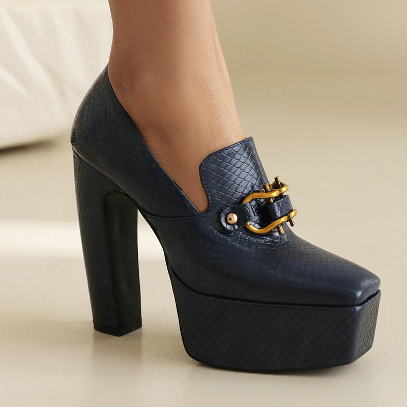 Snake-Print Block-Heel Boots