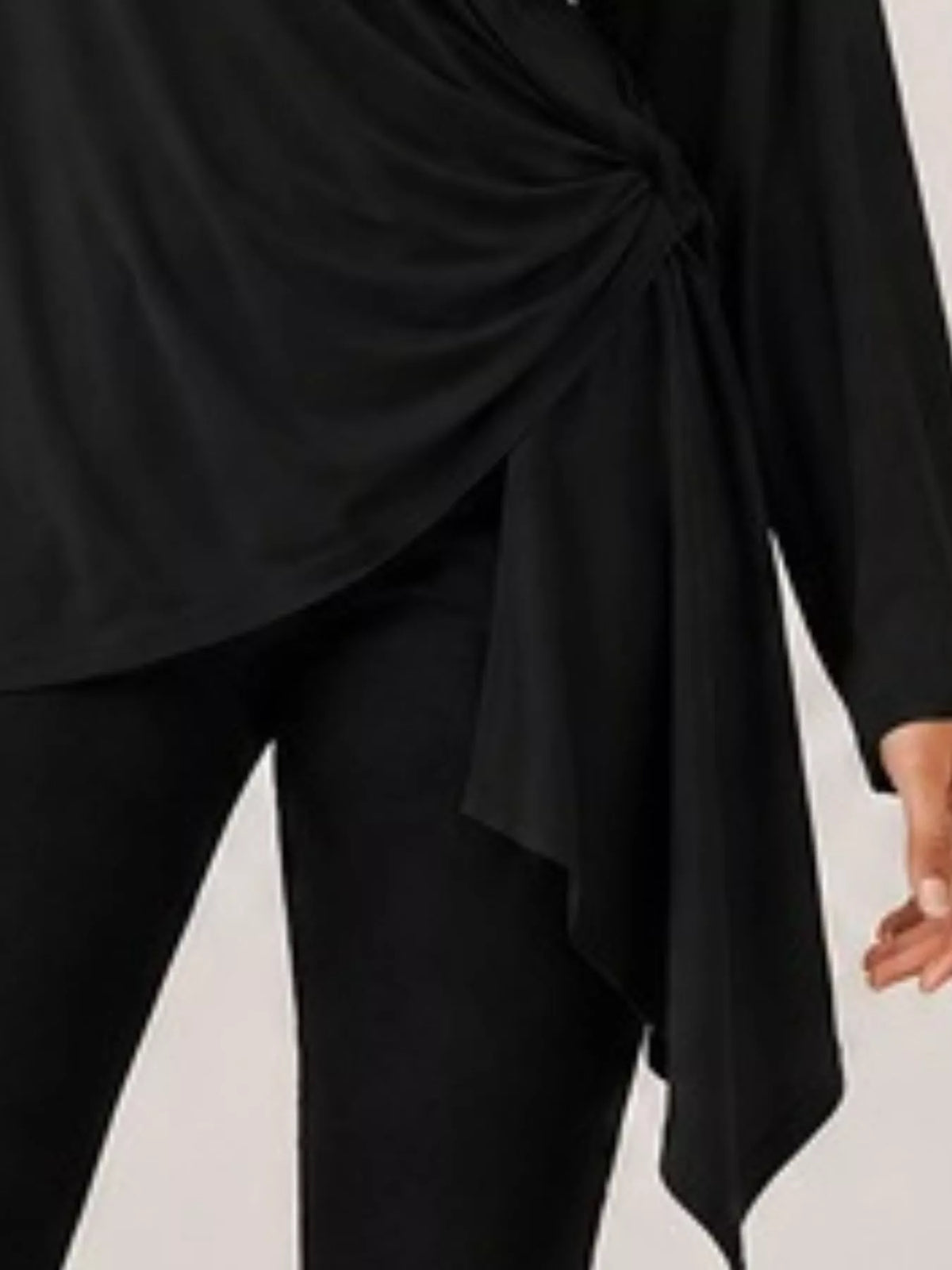 Long Sleeve Wrap T-Shirt with Side Knot Detail