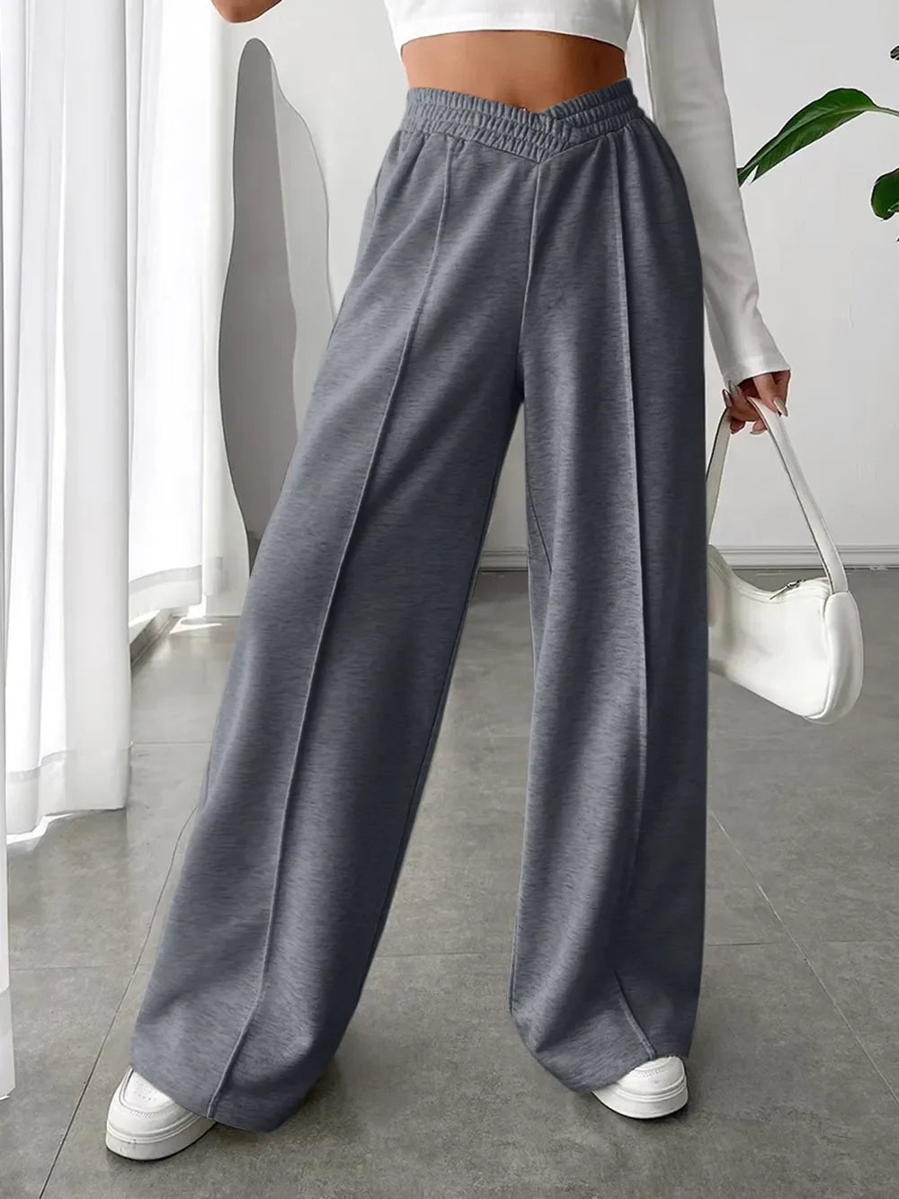 Pantalones de pernera ancha con cintura elástica