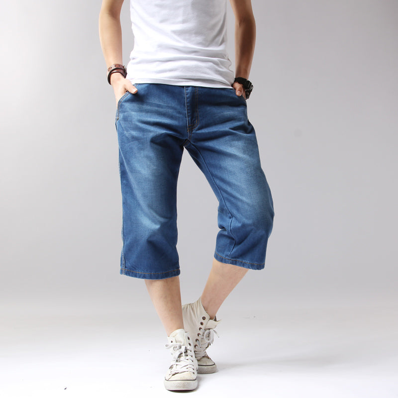 Men's Summer Loose Fit Denim Capris (Light Color)