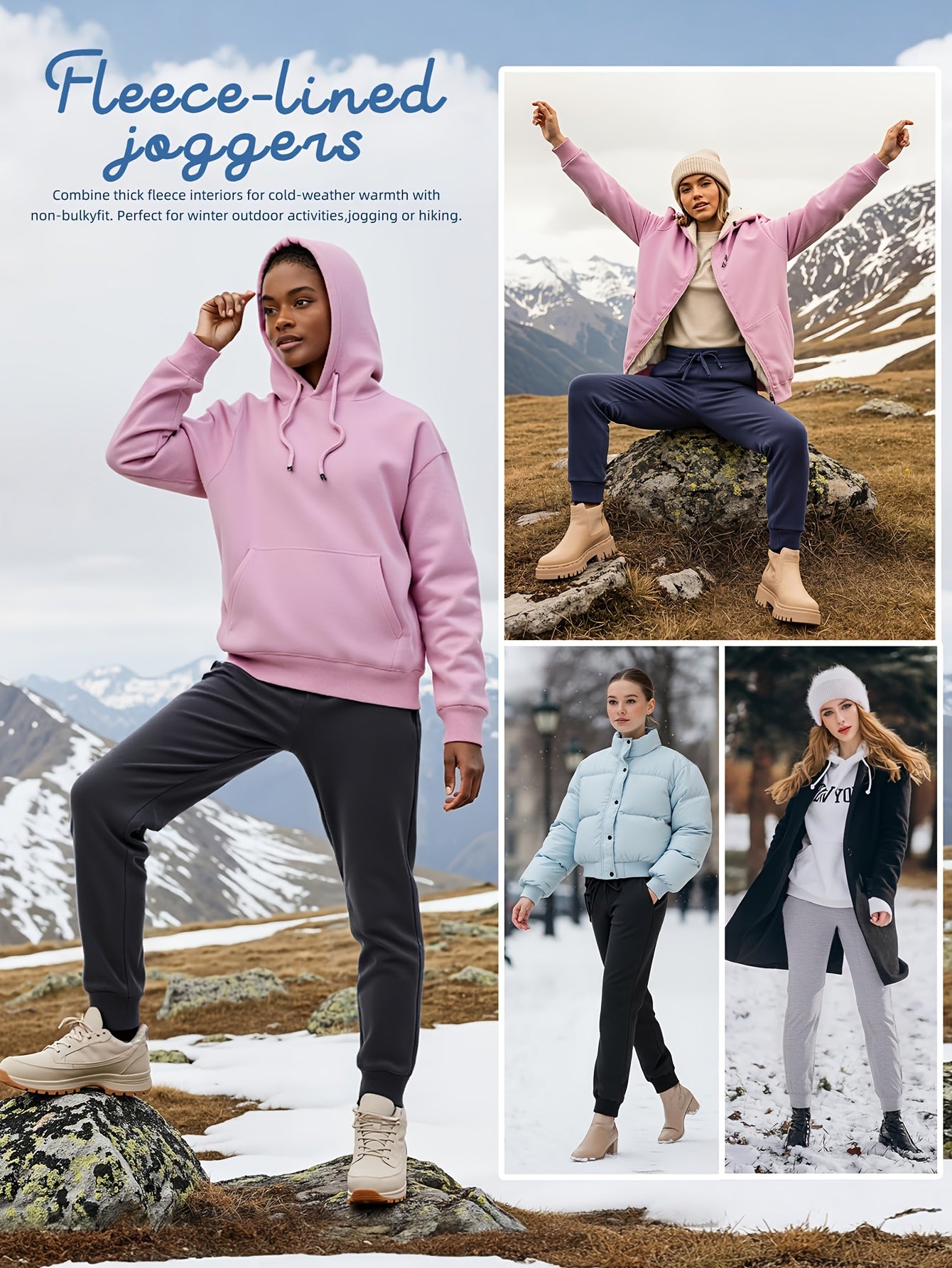 🖤 Women’s Fleece Sweatpants Jogger — Boyfriend Style (Solid Color)