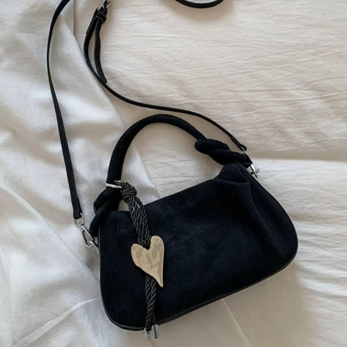 Suede Mini Crossbody Bag with Adjustable Strap