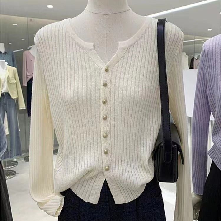 Womens Simple Solid-Color Knitted Cardigan Coat