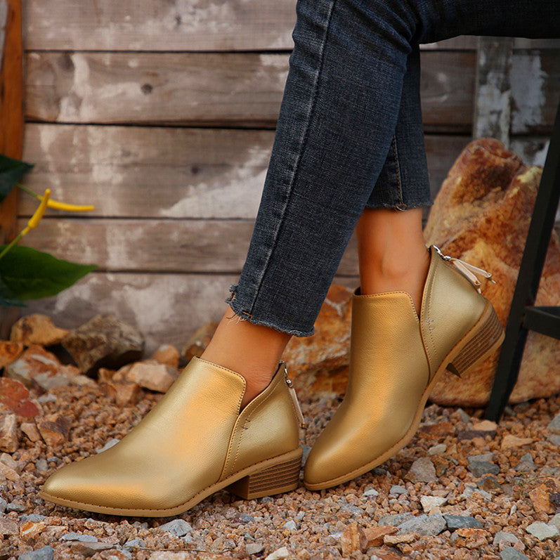 Women's Pointed-Toe Chunky Boots