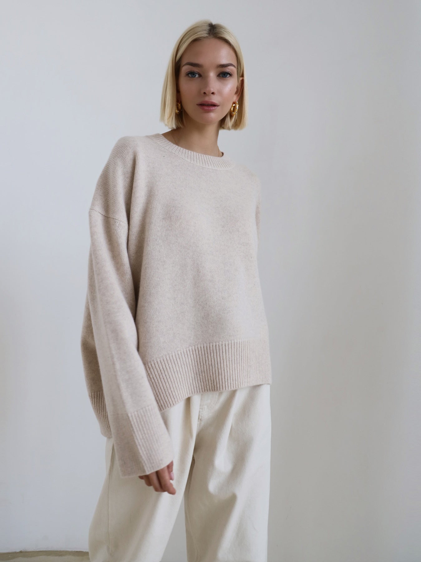 Thick Round Neck Women's Loose All-matching Knitted Pullover Sweater See size chart under “more details”