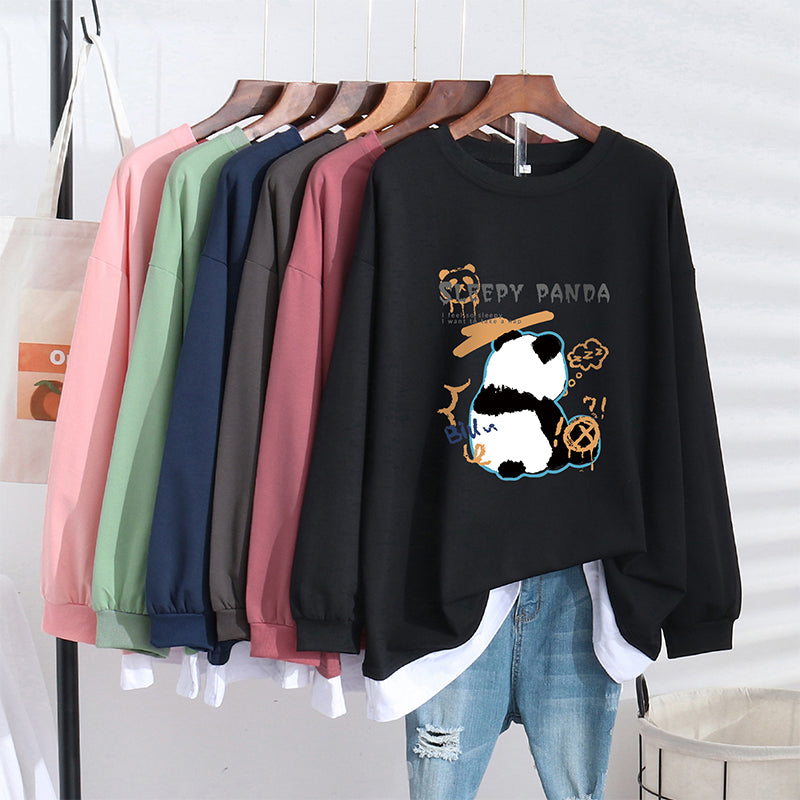 Women's Trendy Sweater Thin Loose Plus Size Fake Two Piece Top See size chart under “more details”