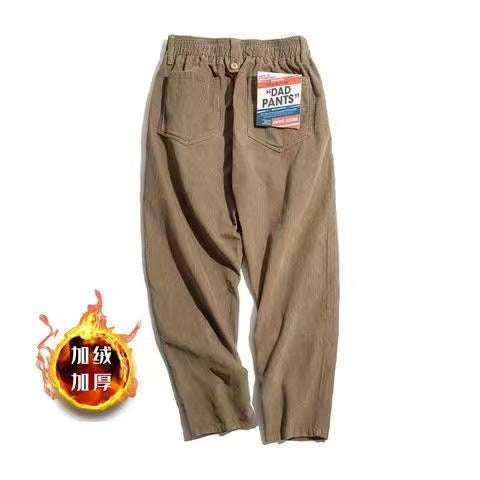 Men's Casual Khaki Corduroy Pants for Autumn/Winter