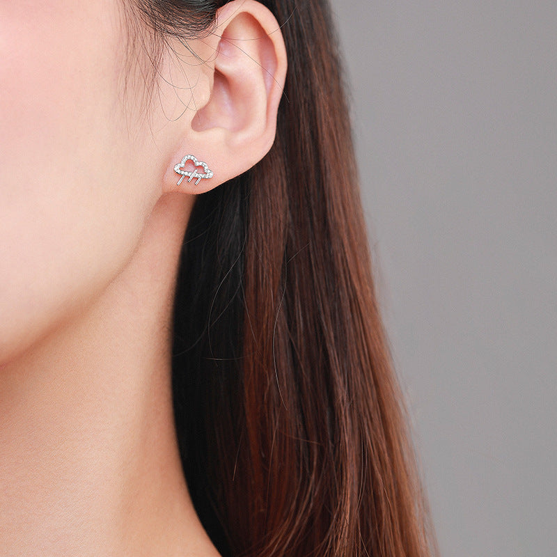 S925 Silver Kitten Star Diamond Earrings