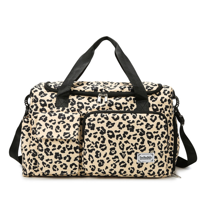 Leopard Print Large Capacity Travel Shoulder Bag Zebra Print Retro