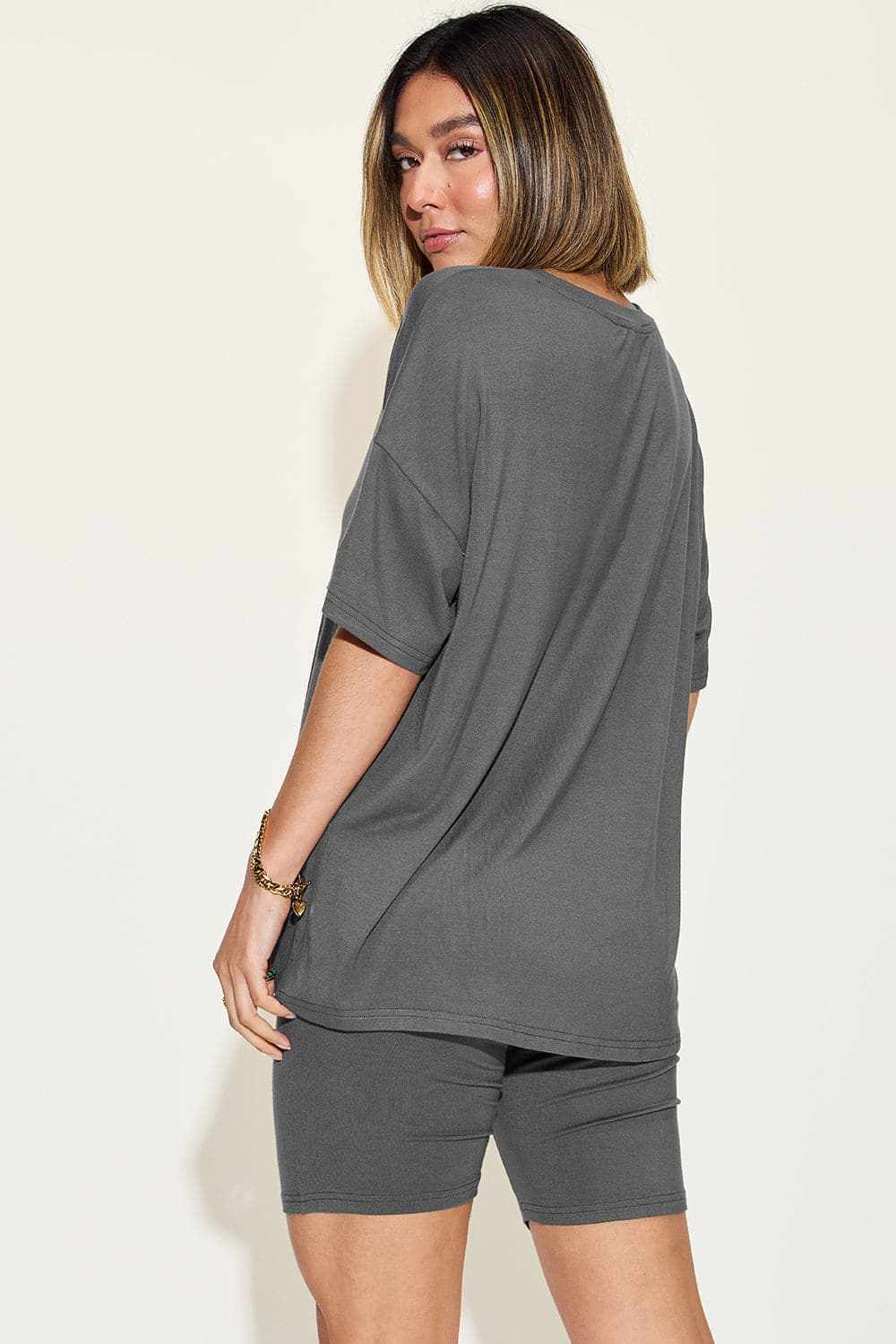 Basic Bae V-neck T-shirt & Shorts Set by Trendsi