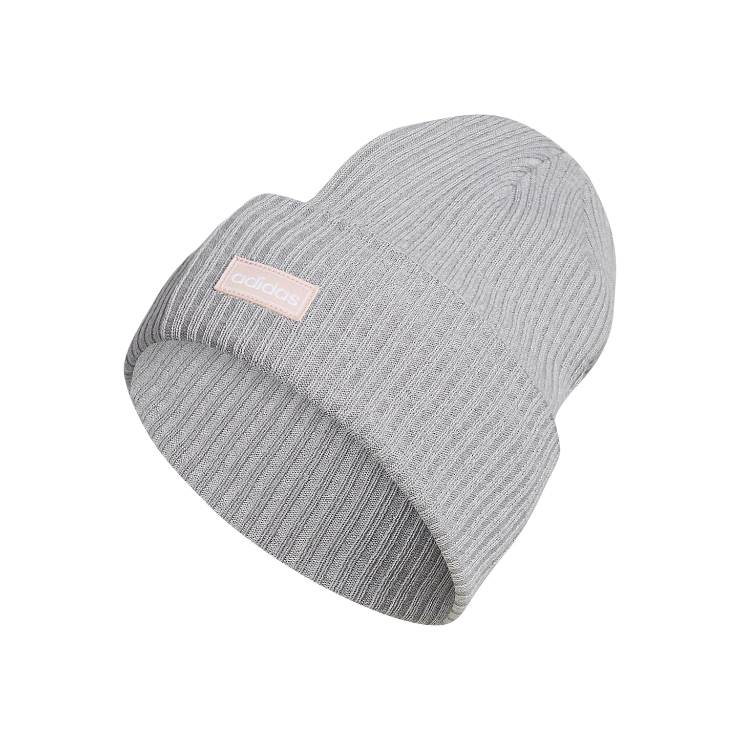adidas Womens 4 Inch Cuff Fold Beanie Clear Onix Grey-Light Onix Grey/Vapour Pink/White One Size
