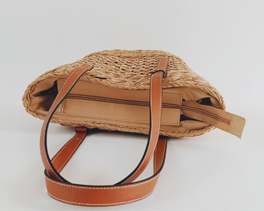 Women's Hollow Handmade Zipper Woven Travel Bag