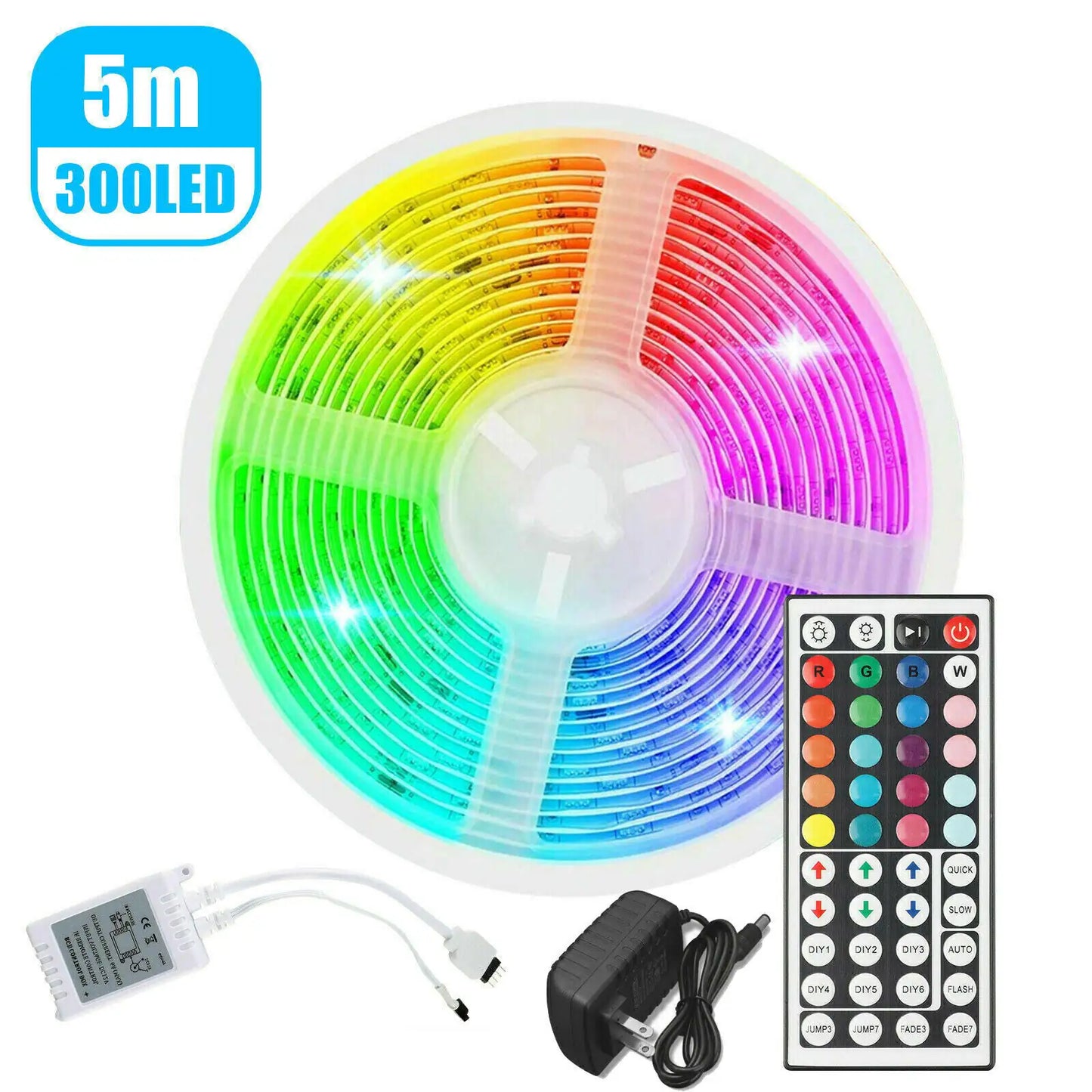 Tira de luces LED SMD flexible de 32 pies 3528 RGB con control remoto para habitación, TV, fiestas, bar