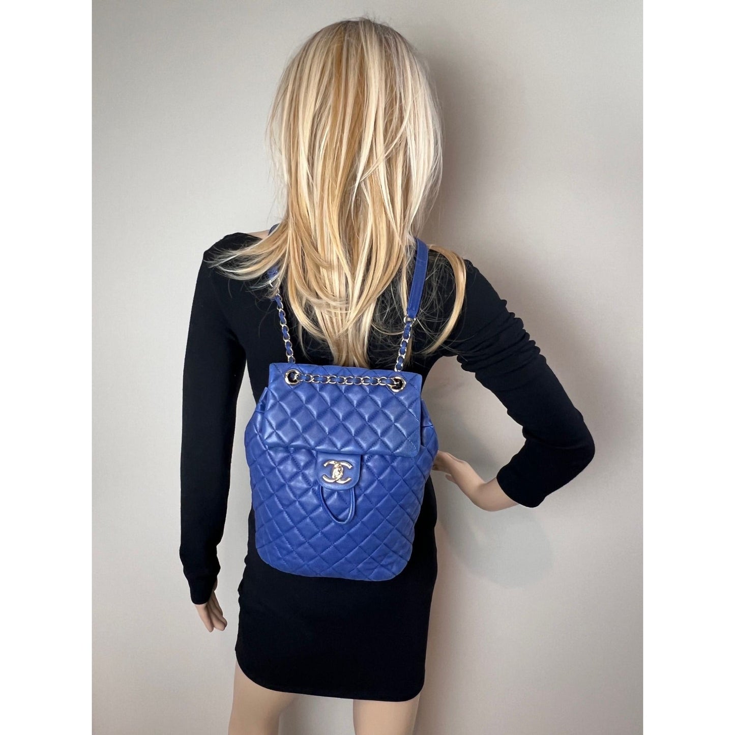 Chanel Lambskin Quilted Small Urban Spirit Blue Backpack