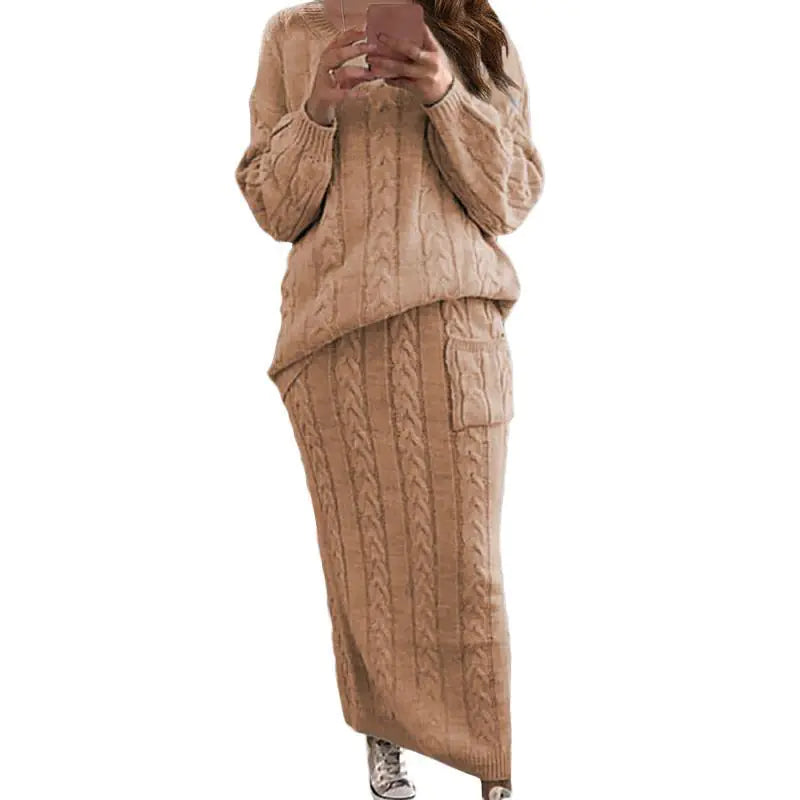 Autumn Winter Women's Fashion Sweater Dress Set