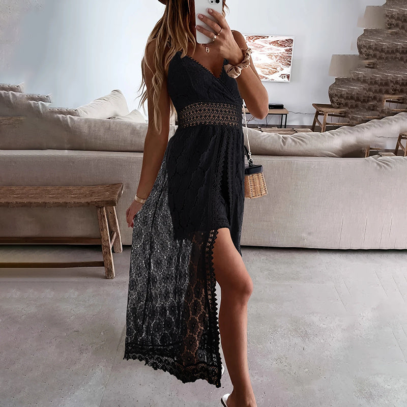 Mono de encaje elegante de verano para mujer - Romper sin mangas con cuello en V