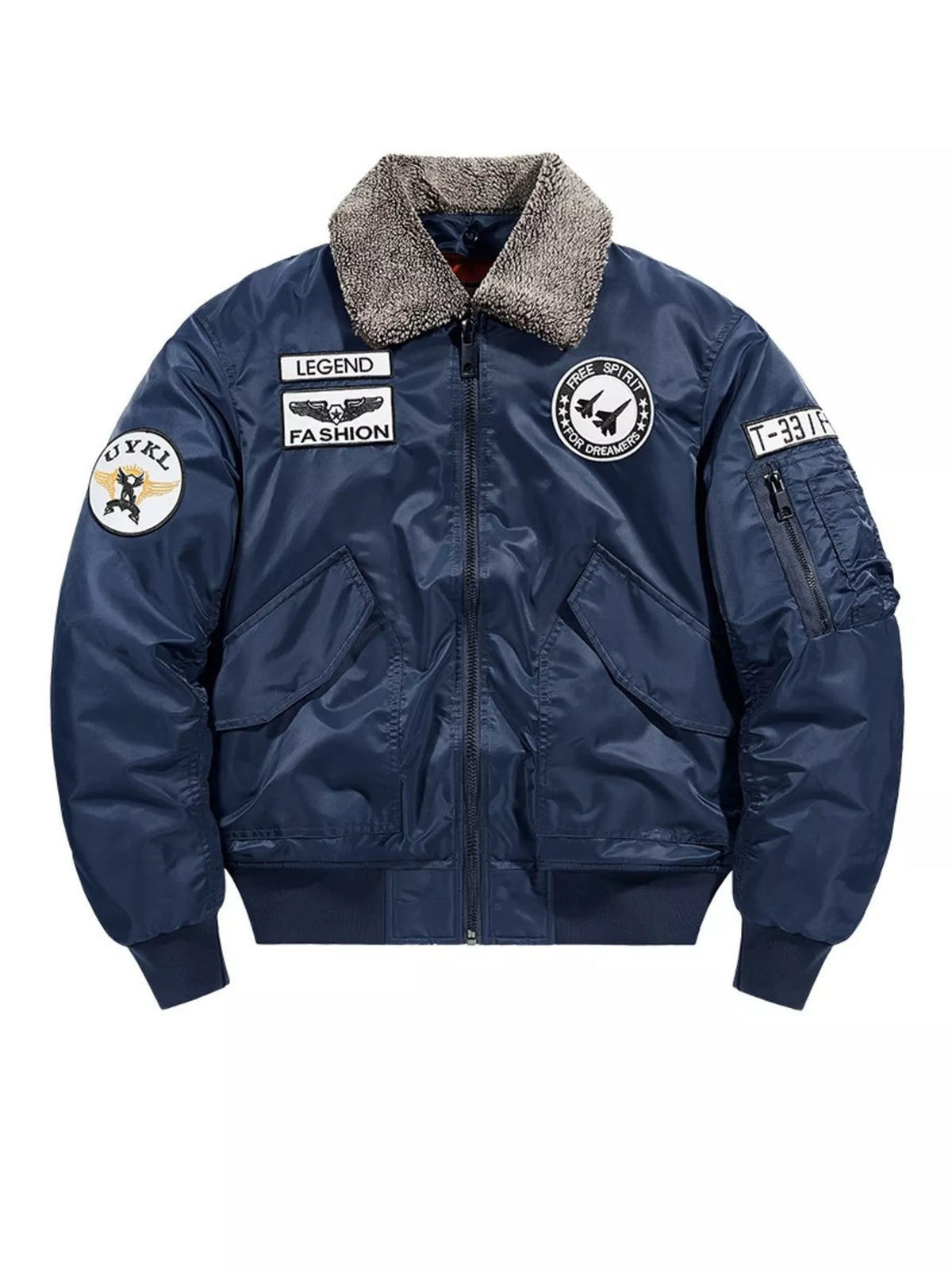 Men's Plus Size Embroidered Patches Bomber Jacket