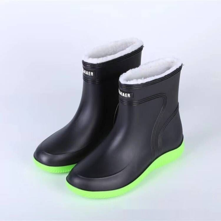 Cotton-padded Warm-keeping Fixed Velvet Rain Boots For Men And Women