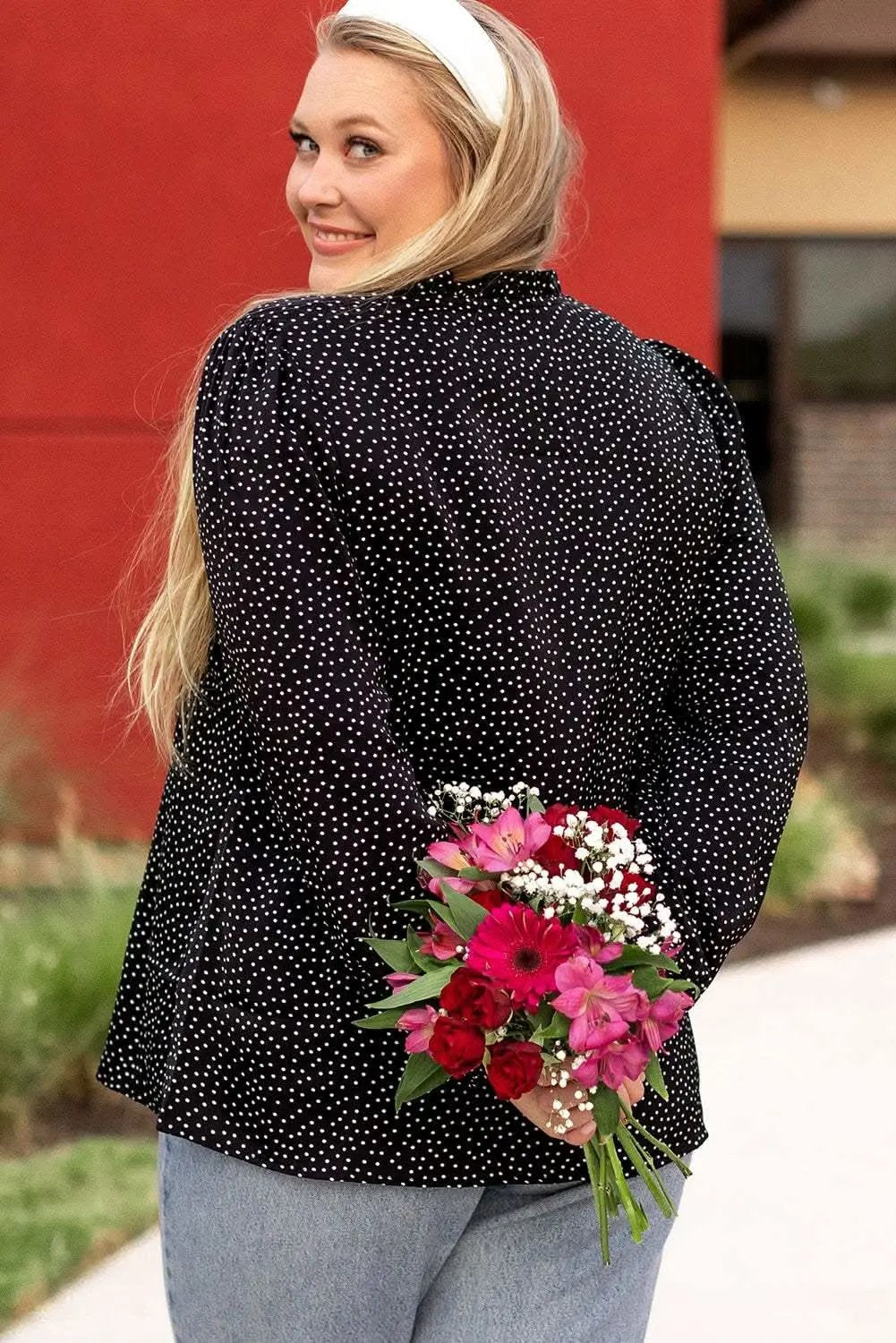 Pants Love Salve Black Leopard Print Women's Blouse V-Neck Stylish Plus Size Top