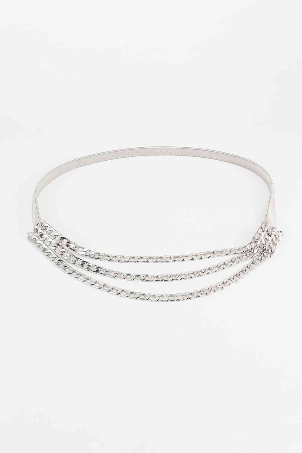 GlamourStyle Metal Triple-Layered Chain Belt – Eye-Catching Fashion Accessory See size chart under “more details”