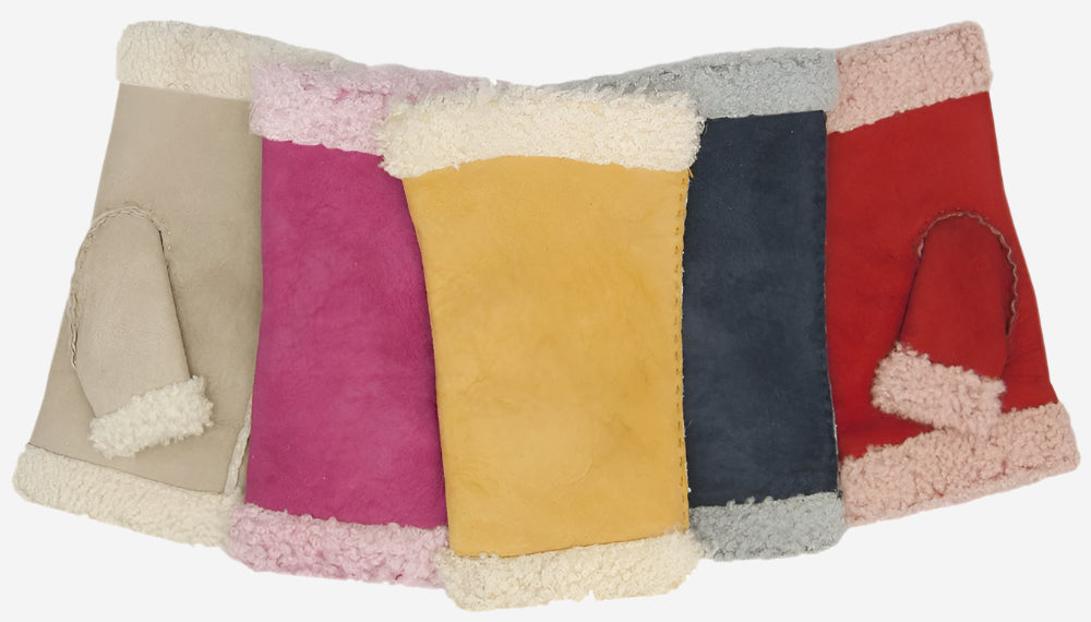 CA4163 (sunshine) - Women’s Italian lamb shearling fingerless gloves