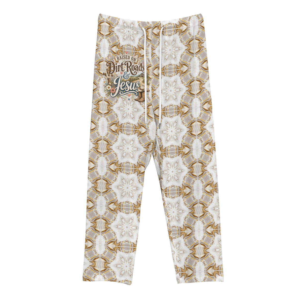 Raised on Dirt Roads and Jesus Women's Drawstring Lounge Pants Without Pockets (Model L84)
