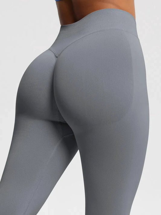 Mallas de yoga elásticas sexis de cintura alta para mujer, leggings sólidos de entrenamiento, pantalones elásticos que levantan el trasero, pantalones atléticos de yoga que controlan la barriga y levantan el trasero