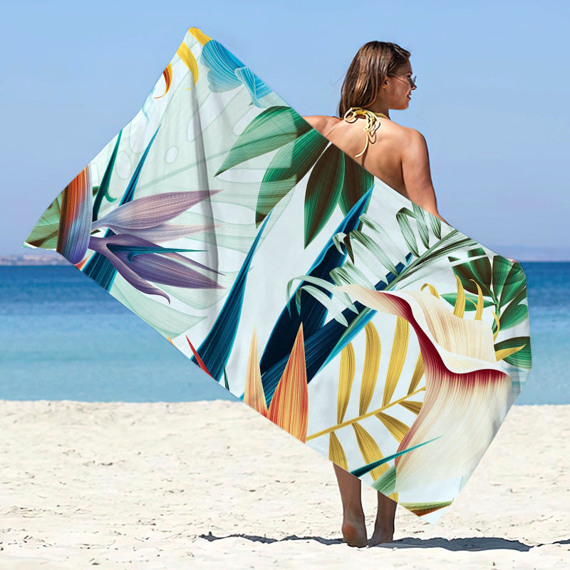 Printed Microfiber Quick-drying Beach Summer Sunscreen Shawl Double-sided Velvet Swimming Towel