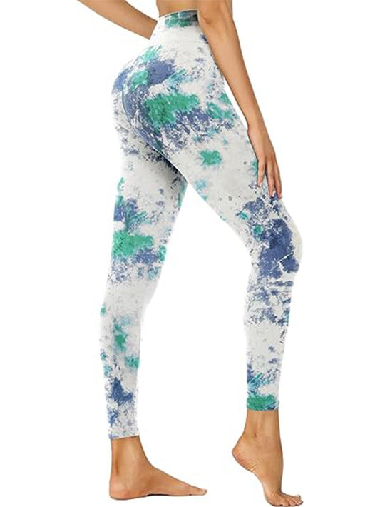 Leggings capri de tiro alto – Mallas estampadas azul cielo para entrenar