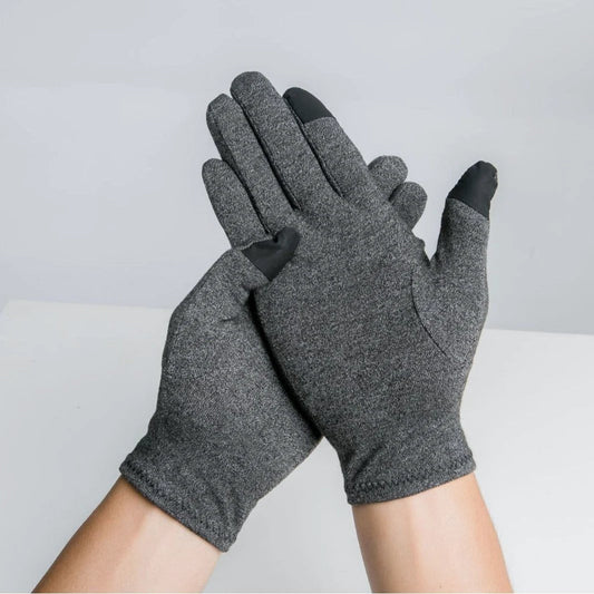 Guantes grises de presión de salud con pantalla táctil de dedo completo