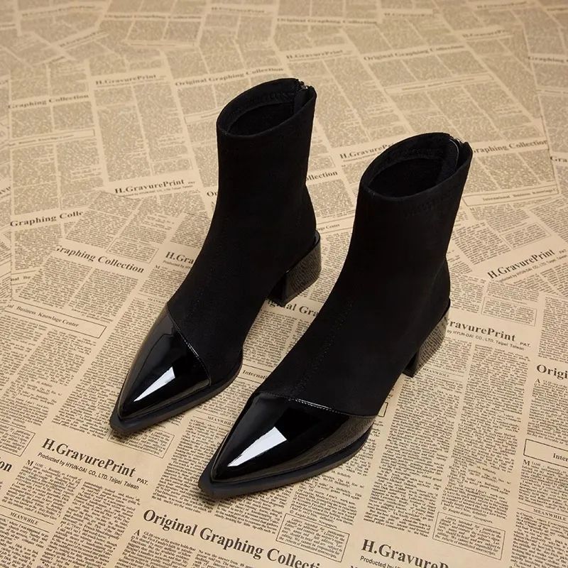 Women's Pointed-Toe Chunky Sole Boots