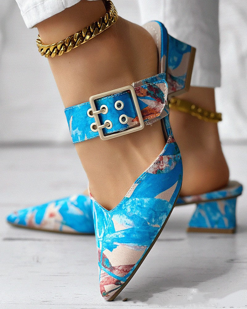 Women's Colorful Chunky Heel Sandals