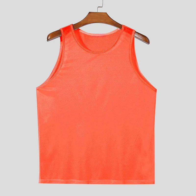 Camiseta sin mangas de cuello redondo talla grande para hombre