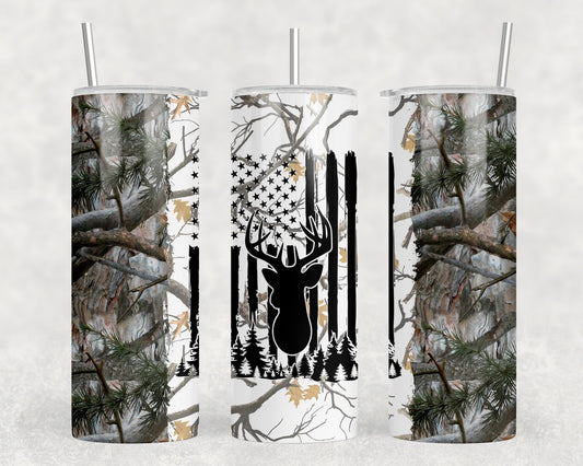 Camo Deer |Skinny Tumbler|Optional Bluetooth Speaker| Speaker Color Varies by Rowdy Ridge Co