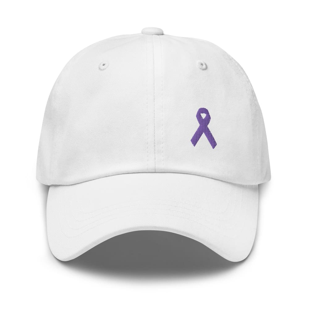 Cancer Awareness & Alzheimer's Awareness Hat with Purple Ribbon