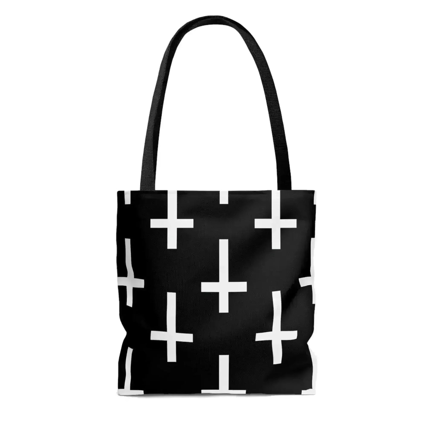 Large Tote Bag Black and White Seamless Cross Pattern