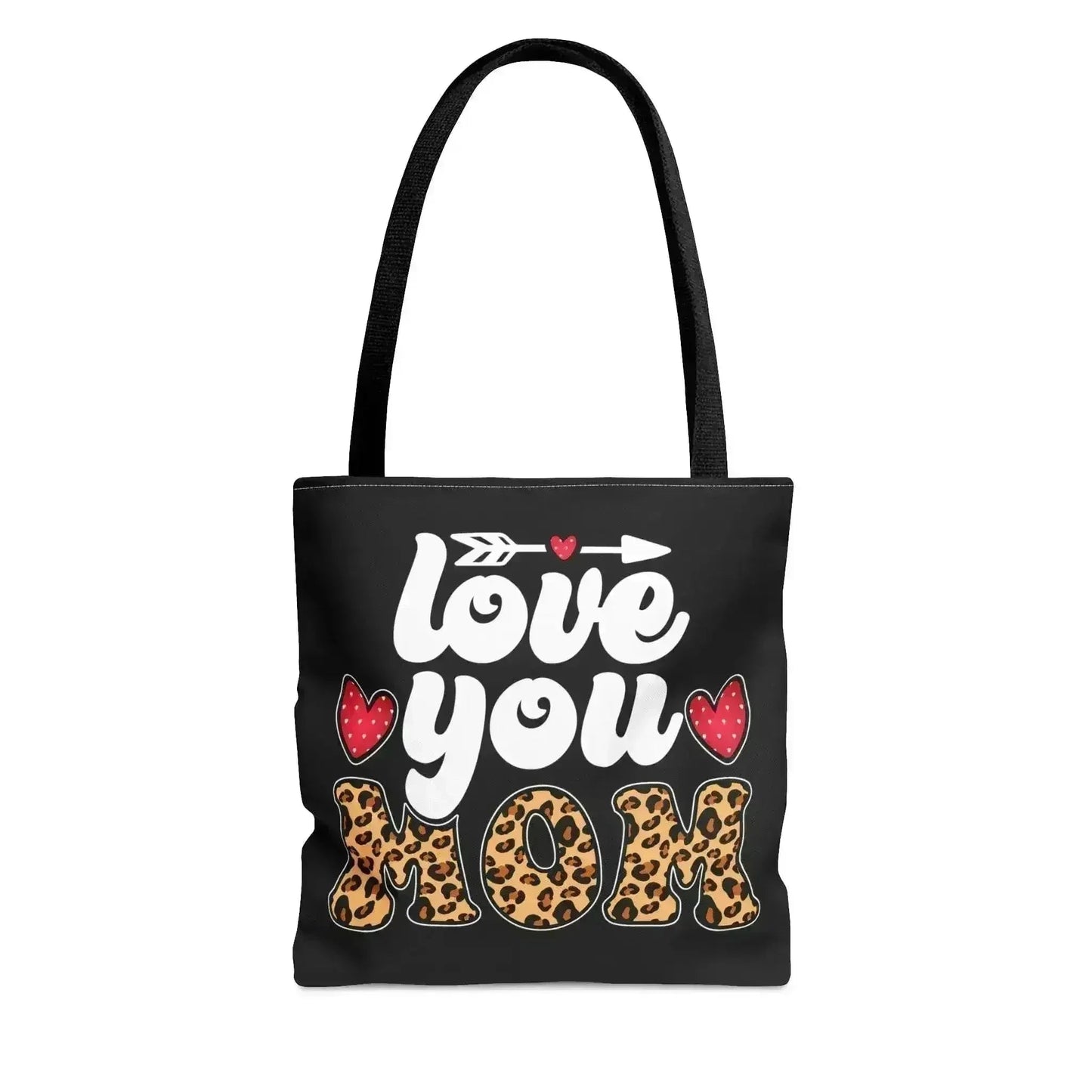 Large Tote Bag Love you Mom Leopard Print