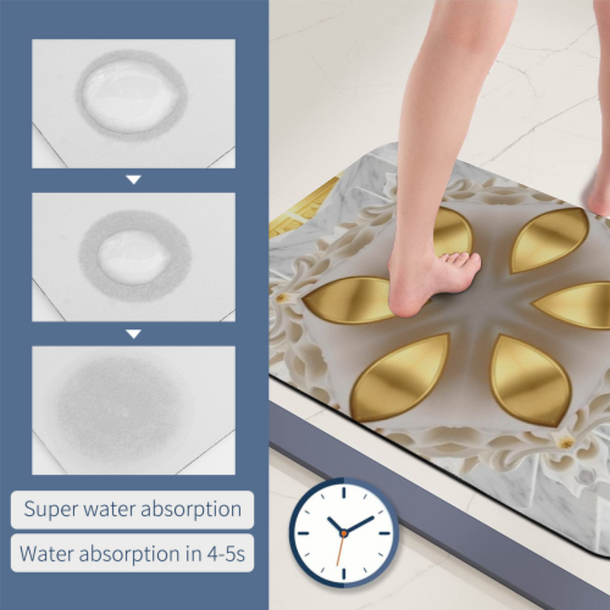 Golden Design Diatomaceous Earth Bath Mat | Ships from USA