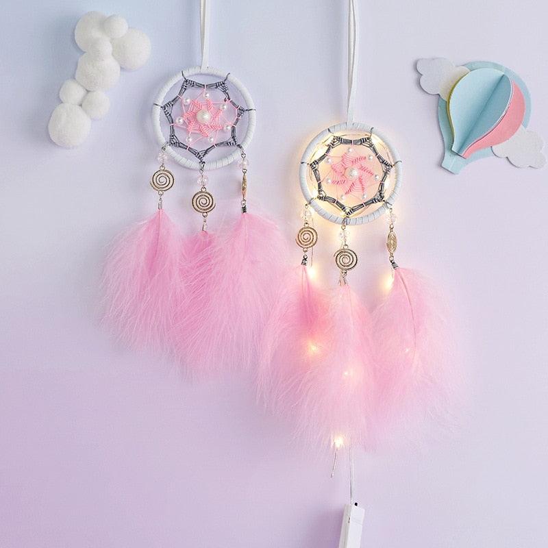 Car Interior Rear-view Mirror Hanging Decor  Small Dream Catcher Boho Nature Feather Home Decor Handmade Grids Nature Feather Car Charms Pendant Accessories Gift