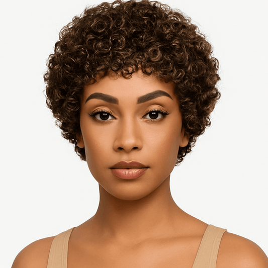 Caramel Swirl Curls Lace Front – Pixie Rizado con Reflejos