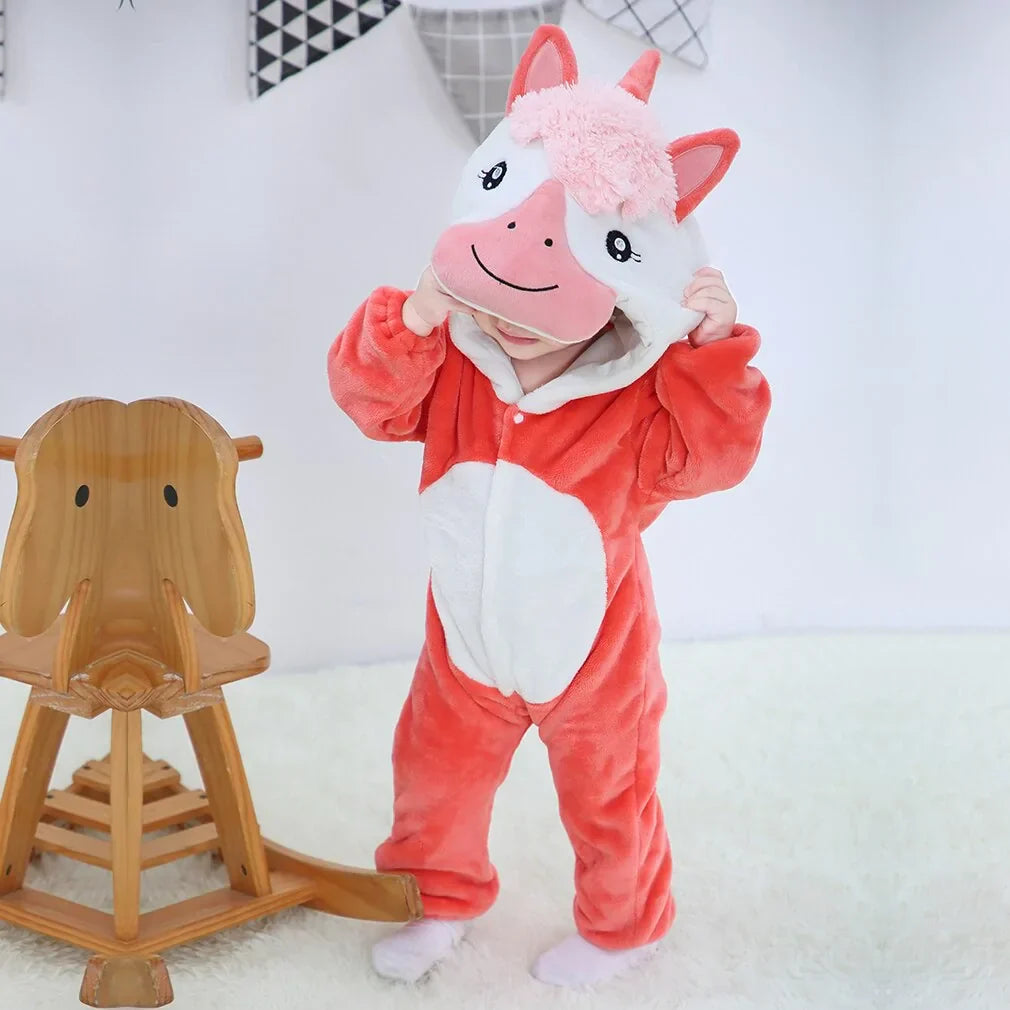 Cartoon Flannel Baby Rompers - # BAAA21110013