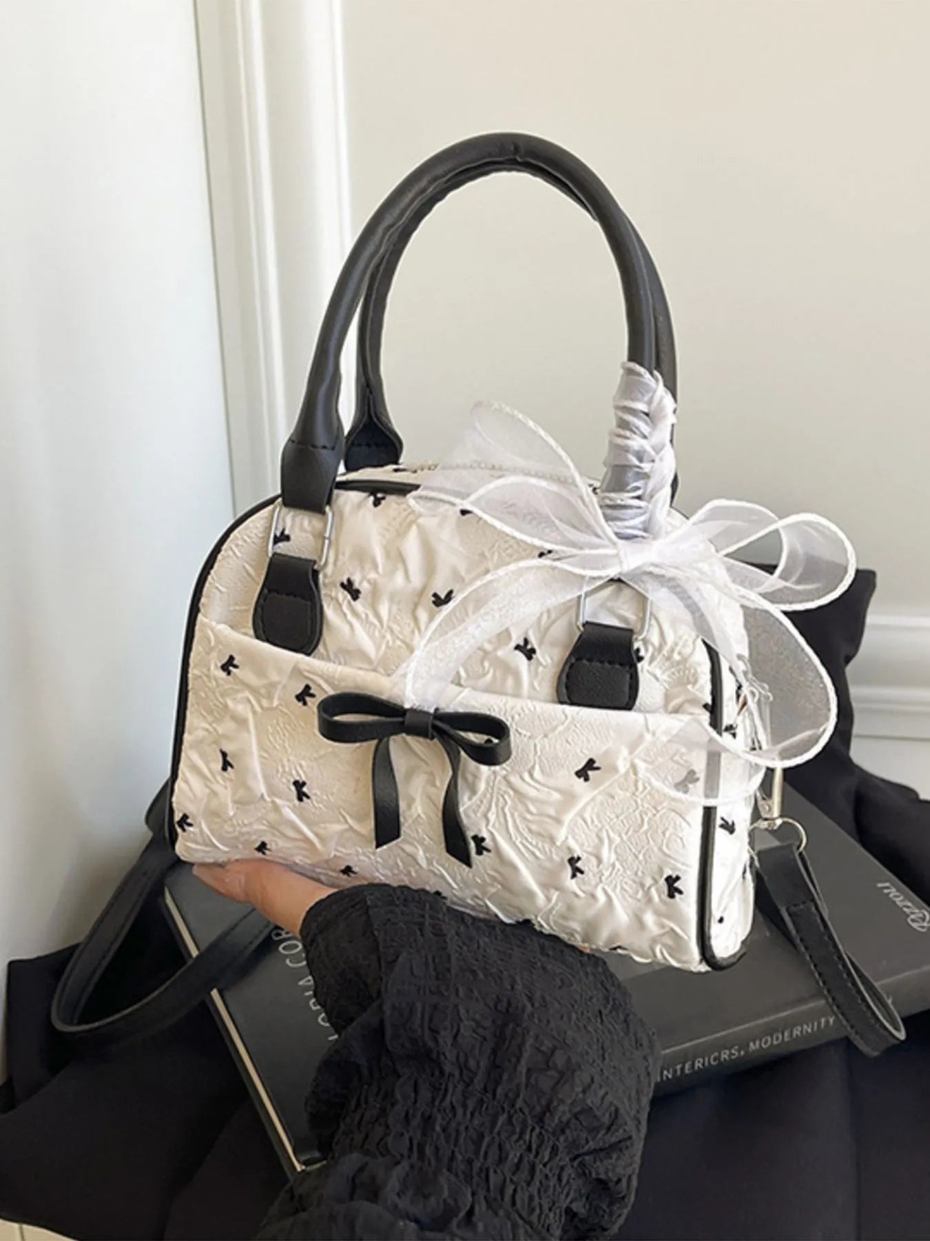 Ruched Bow Crossbody Bag