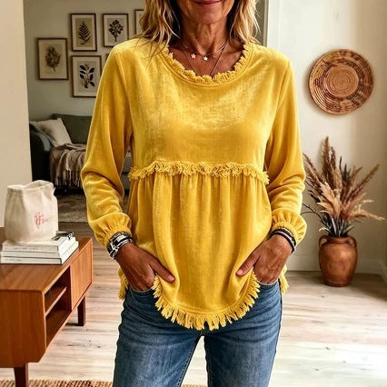 Fashionable Loose-Fit Lace-Patchwork Womens Top