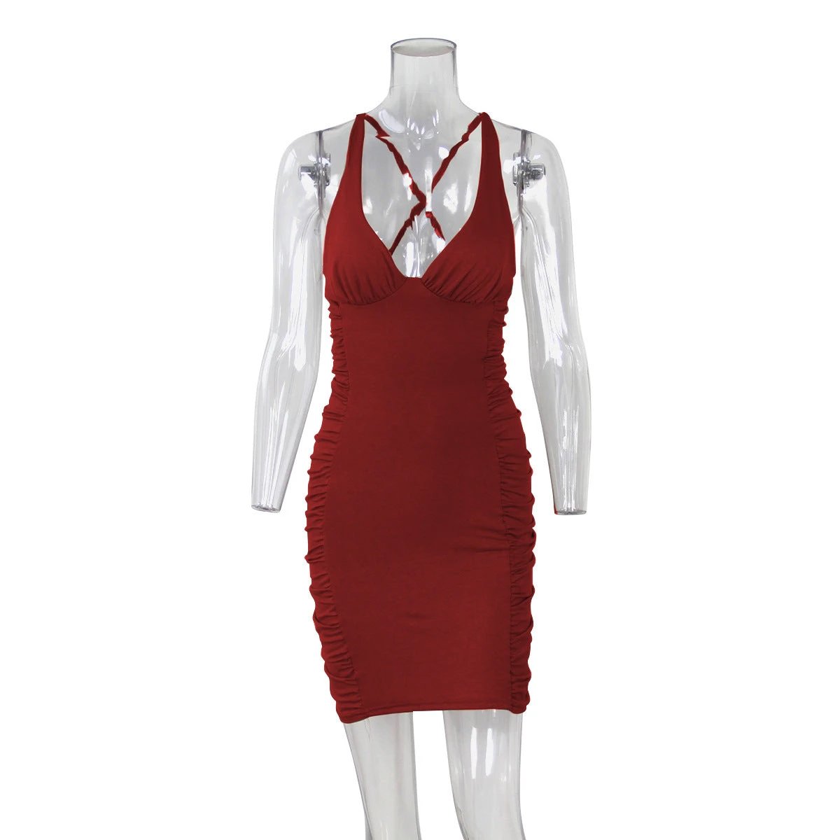 Sexy Deep V-neck Backless Suspender Dress INS Fashion Slim Hip Backless Short Dresses Summer Women's Clothing